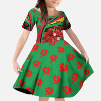 Saint Kitts and Nevis Family Matching Off The Shoulder Long Sleeve Dress and Hawaiian Shirt with Flag Colors and Tropical Island Design - Wonder Print Shop