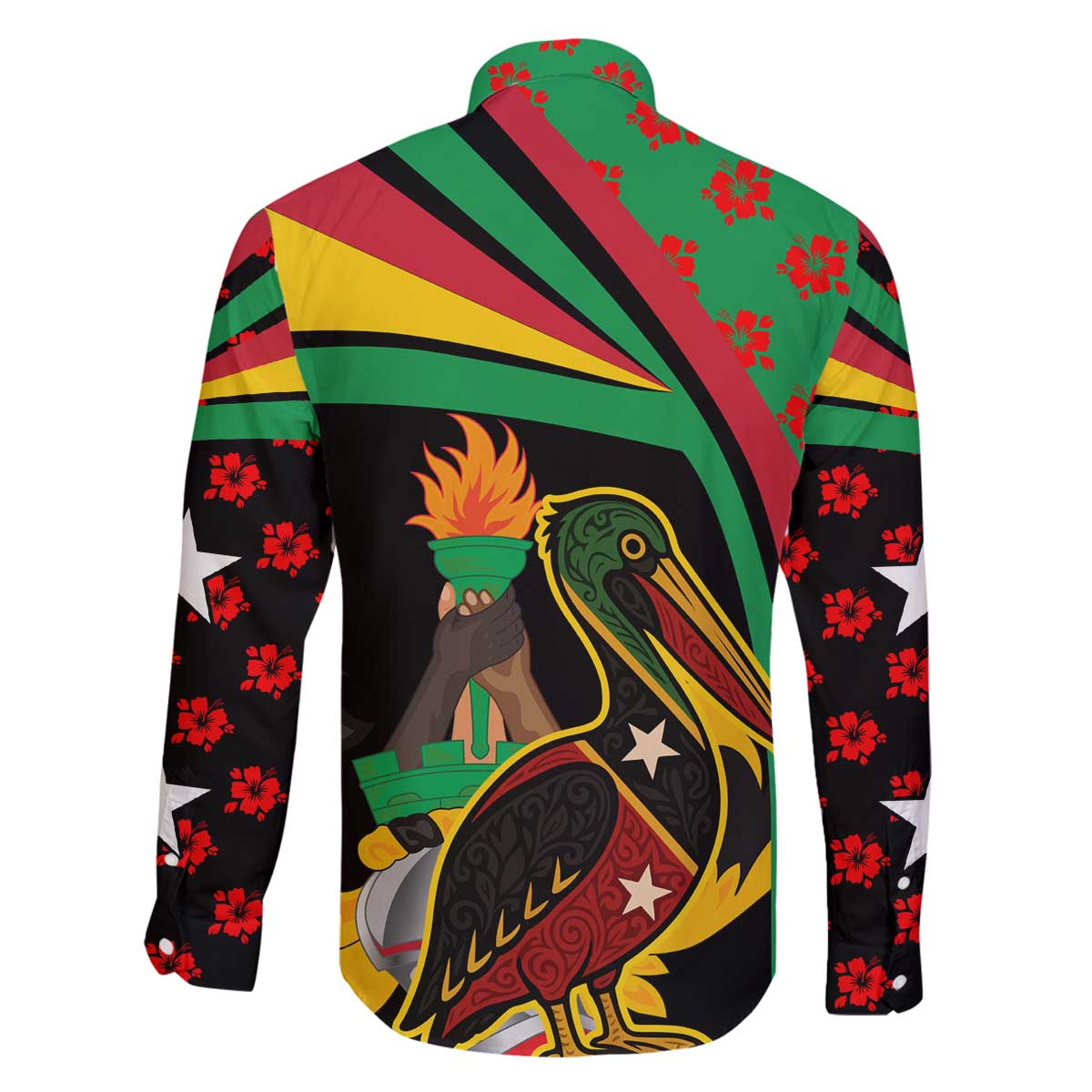 Saint Kitts and Nevis Family Matching Off The Shoulder Long Sleeve Dress and Hawaiian Shirt with Flag Colors and Tropical Island Design - Wonder Print Shop