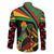 Saint Kitts and Nevis Family Matching Off The Shoulder Long Sleeve Dress and Hawaiian Shirt with Flag Colors and Tropical Island Design - Wonder Print Shop