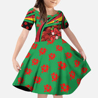 Saint Kitts and Nevis Family Matching Off Shoulder Maxi Dress and Hawaiian Shirt with Flag Colors and Tropical Island Design - Wonder Print Shop