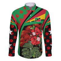 Saint Kitts and Nevis Family Matching Off Shoulder Maxi Dress and Hawaiian Shirt with Flag Colors and Tropical Island Design - Wonder Print Shop