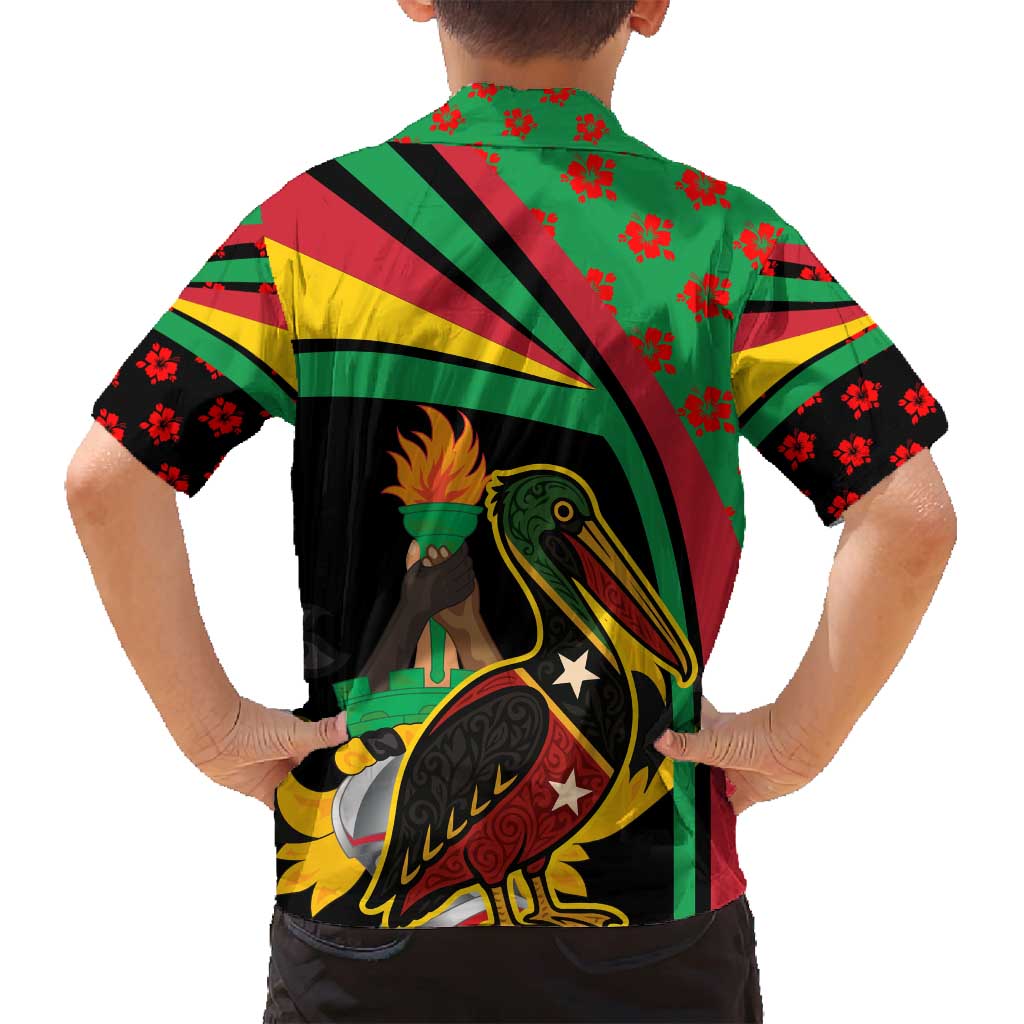 Saint Kitts and Nevis Family Matching Puletasi and Hawaiian Shirt with Flag Colors and Tropical Island Design - Wonder Print Shop