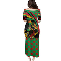 Saint Kitts and Nevis Family Matching Puletasi and Hawaiian Shirt with Flag Colors and Tropical Island Design - Wonder Print Shop