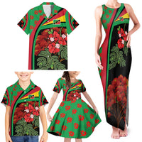 Saint Kitts and Nevis Family Matching Tank Maxi Dress and Hawaiian Shirt with Flag Colors and Tropical Island Design - Wonder Print Shop