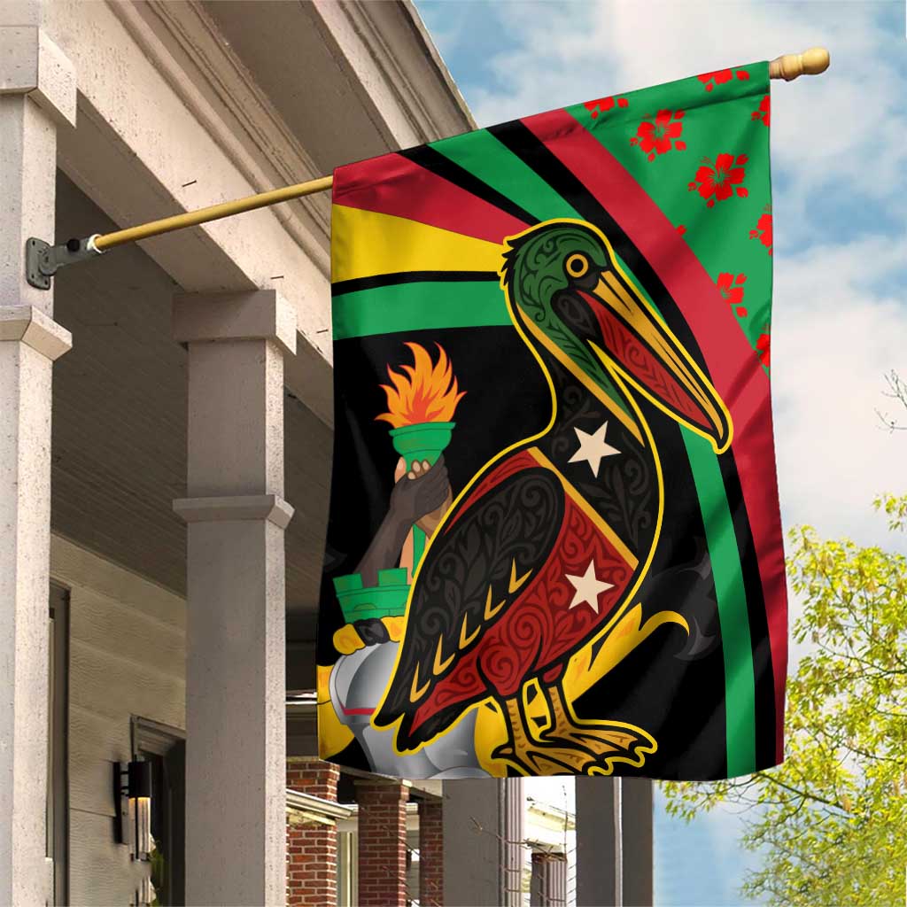 Saint Kitts and Nevis Garden Flag with Flag Colors and Tropical Island Design - Wonder Print Shop