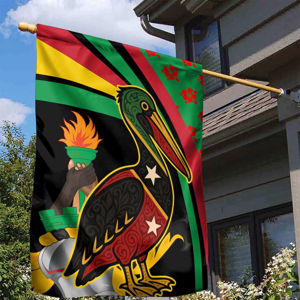 Saint Kitts and Nevis Garden Flag with Flag Colors and Tropical Island Design - Wonder Print Shop