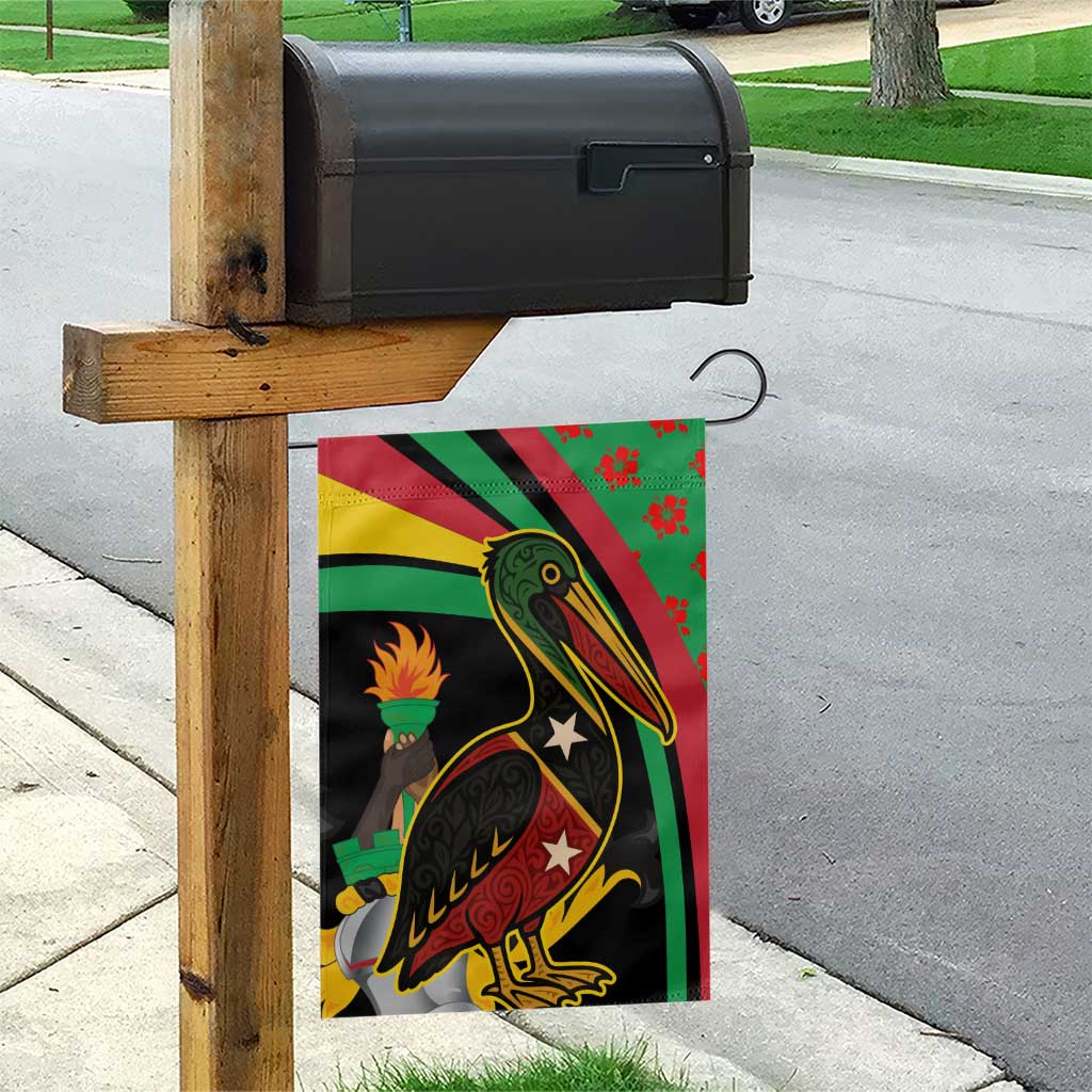 Saint Kitts and Nevis Garden Flag with Flag Colors and Tropical Island Design - Wonder Print Shop