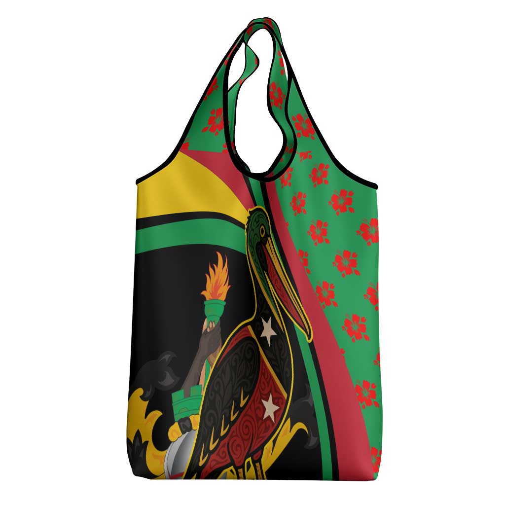 Saint Kitts and Nevis Grocery Bag with Flag Colors and Tropical Island Design - Wonder Print Shop