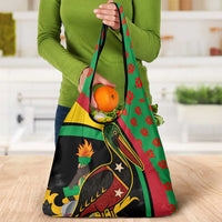 Saint Kitts and Nevis Grocery Bag with Flag Colors and Tropical Island Design - Wonder Print Shop