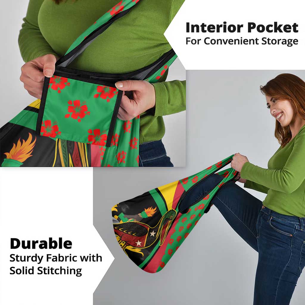 Saint Kitts and Nevis Grocery Bag with Flag Colors and Tropical Island Design - Wonder Print Shop