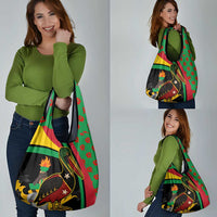 Saint Kitts and Nevis Grocery Bag with Flag Colors and Tropical Island Design - Wonder Print Shop