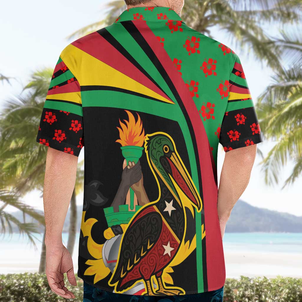 Saint Kitts and Nevis Hawaiian Shirt with Flag Colors and Tropical Island Design - Wonder Print Shop