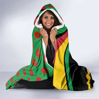 Saint Kitts and Nevis Hooded Blanket with Flag Colors and Tropical Island Design - Wonder Print Shop