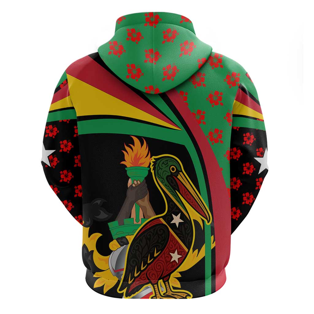 Saint Kitts and Nevis Hoodie with Flag Colors and Tropical Island Design - Wonder Print Shop