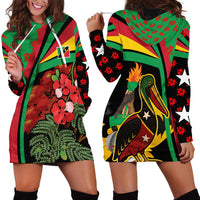 Saint Kitts and Nevis Hoodie Dress with Flag Colors and Tropical Island Design - Wonder Print Shop