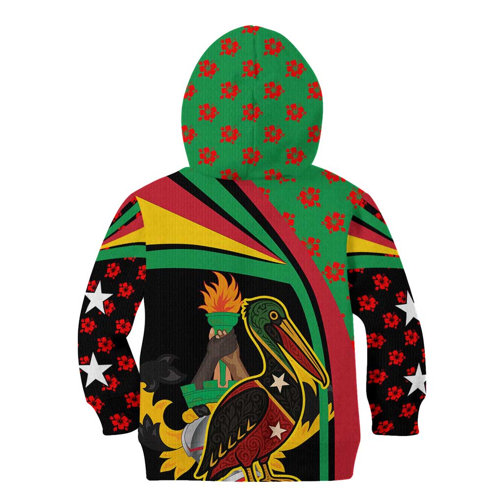 Saint Kitts and Nevis Kid Hoodie with Flag Colors and Tropical Island Design - Wonder Print Shop