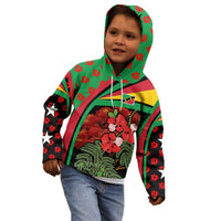 Saint Kitts and Nevis Kid Hoodie with Flag Colors and Tropical Island Design - Wonder Print Shop
