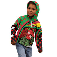 Saint Kitts and Nevis Kid Hoodie with Flag Colors and Tropical Island Design - Wonder Print Shop