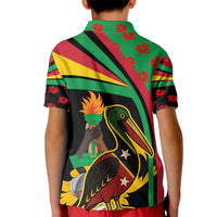 Saint Kitts and Nevis Kid Polo Shirt with Flag Colors and Tropical Island Design - Wonder Print Shop