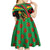 Saint Kitts and Nevis Kid Short Sleeve Dress with Flag Colors and Tropical Island Design - Wonder Print Shop