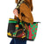 Saint Kitts and Nevis Leather Tote Bag with Flag Colors and Tropical Island Design - Wonder Print Shop