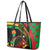 Saint Kitts and Nevis Leather Tote Bag with Flag Colors and Tropical Island Design - Wonder Print Shop