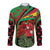 Saint Kitts and Nevis Long Sleeve Button Shirt with Flag Colors and Tropical Island Design - Wonder Print Shop