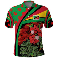 Saint Kitts and Nevis Polo Shirt with Flag Colors and Tropical Island Design - Wonder Print Shop
