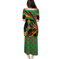 Saint Kitts and Nevis Puletasi with Flag Colors and Tropical Island Design - Wonder Print Shop