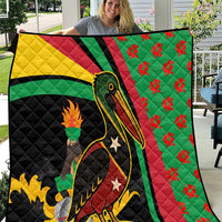 Saint Kitts and Nevis Quilt with Flag Colors and Tropical Island Design - Wonder Print Shop