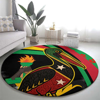 Saint Kitts and Nevis Round Carpet with Flag Colors and Tropical Island Design - Wonder Print Shop