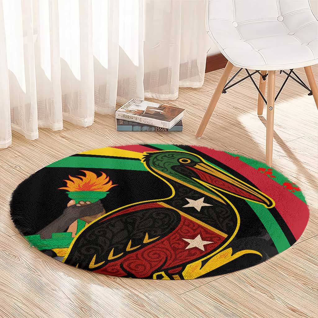 Saint Kitts and Nevis Round Carpet with Flag Colors and Tropical Island Design - Wonder Print Shop
