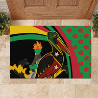 Saint Kitts and Nevis Rubber Doormat with Flag Colors and Tropical Island Design - Wonder Print Shop
