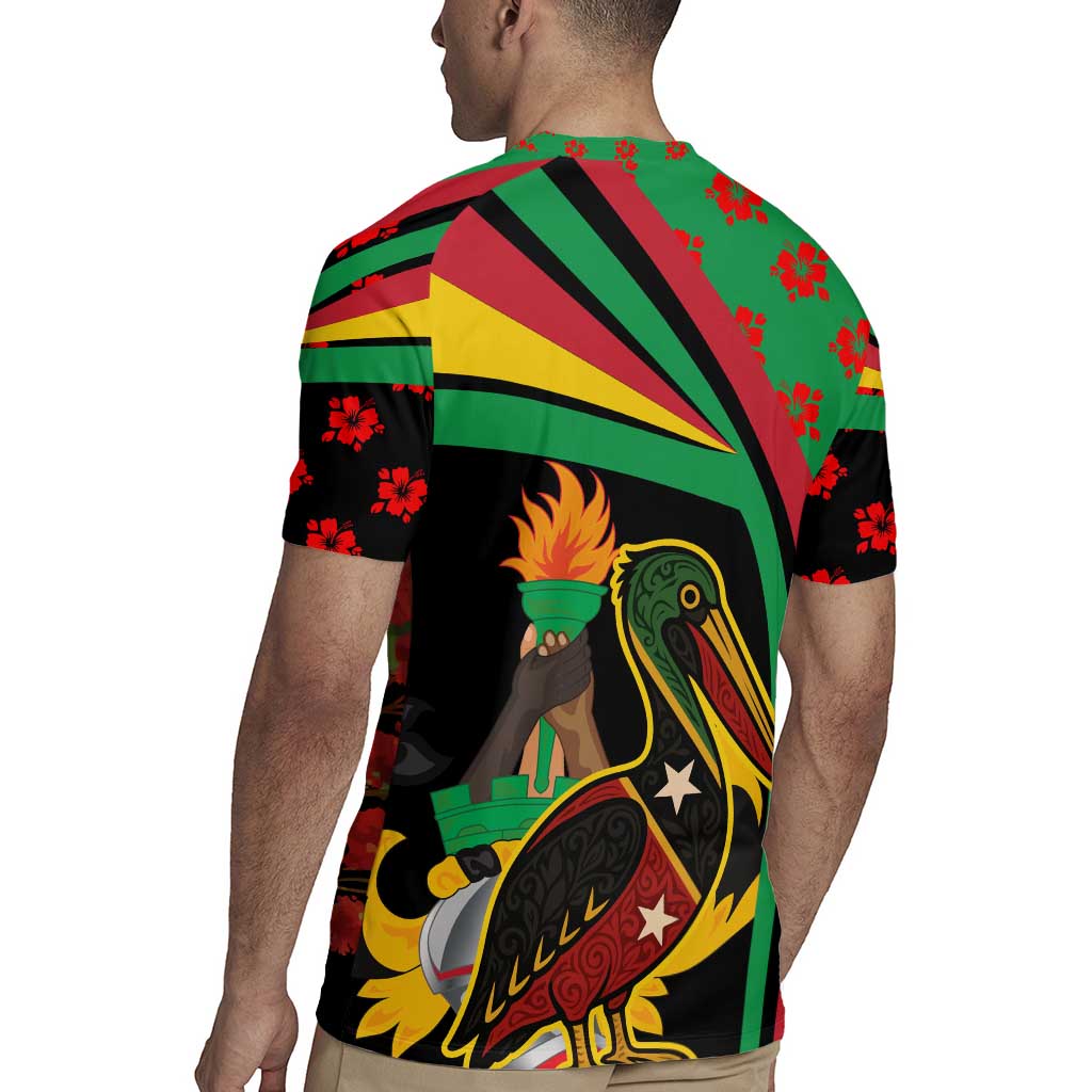 Saint Kitts and Nevis Rugby Jersey with Flag Colors and Tropical Island Design - Wonder Print Shop