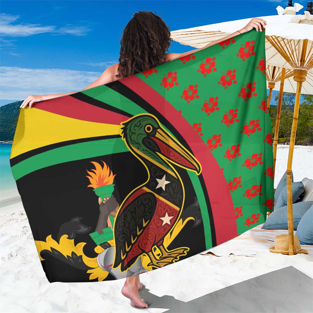 Saint Kitts and Nevis Sarong with Flag Colors and Tropical Island Design - Wonder Print Shop