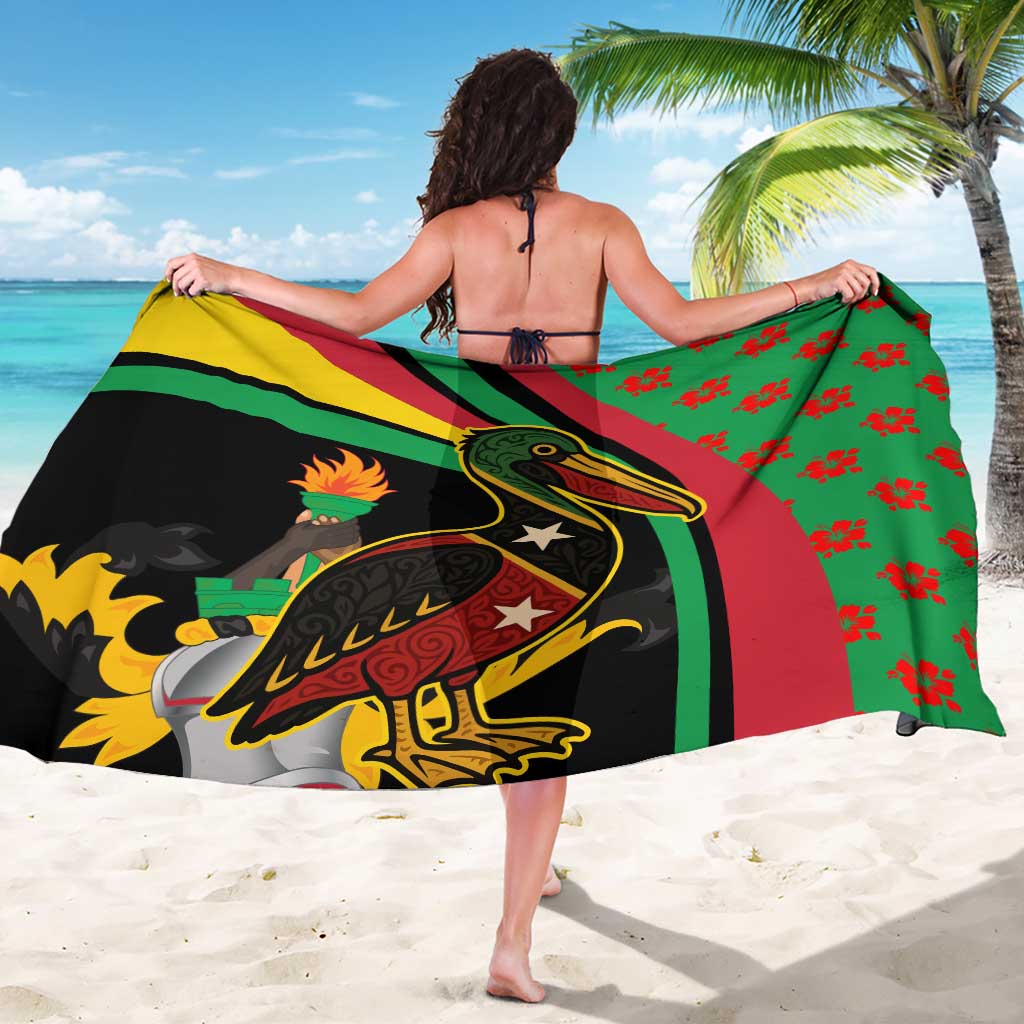 Saint Kitts and Nevis Sarong with Flag Colors and Tropical Island Design - Wonder Print Shop