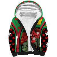 Saint Kitts and Nevis Sherpa Hoodie with Flag Colors and Tropical Island Design - Wonder Print Shop