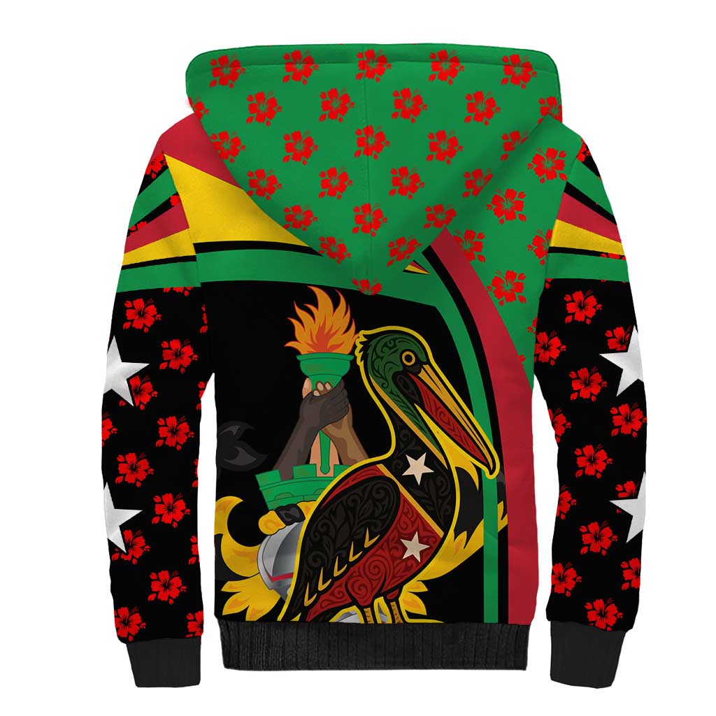 Saint Kitts and Nevis Sherpa Hoodie with Flag Colors and Tropical Island Design - Wonder Print Shop