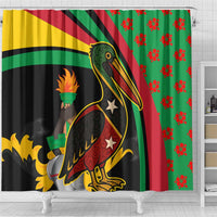Saint Kitts and Nevis Shower Curtain with Flag Colors and Tropical Island Design - Wonder Print Shop