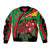 Saint Kitts and Nevis Sleeve Zip Bomber Jacket with Flag Colors and Tropical Island Design - Wonder Print Shop