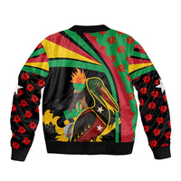 Saint Kitts and Nevis Sleeve Zip Bomber Jacket with Flag Colors and Tropical Island Design - Wonder Print Shop