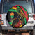Saint Kitts and Nevis Spare Tire Cover with Flag Colors and Tropical Island Design - Wonder Print Shop
