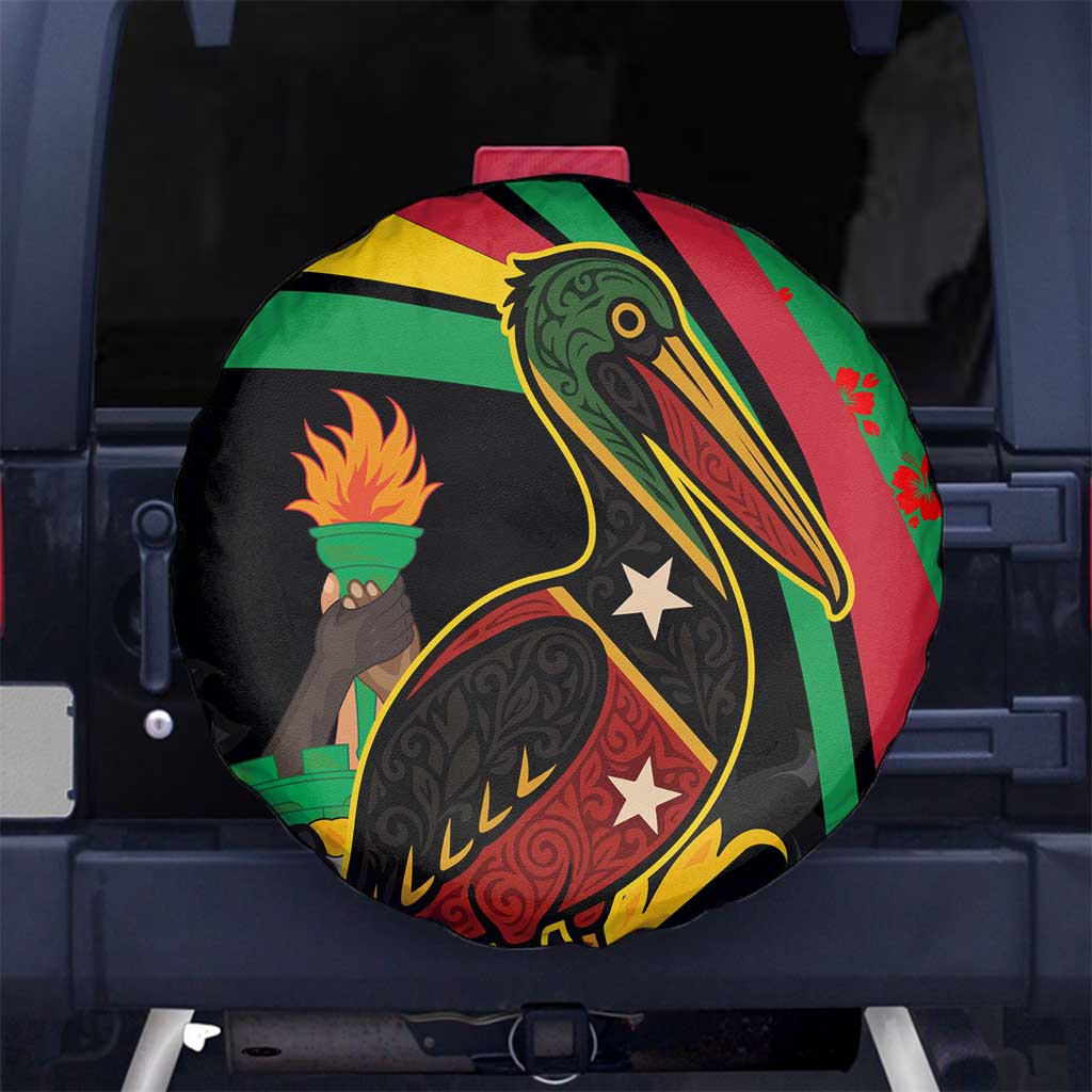 Saint Kitts and Nevis Spare Tire Cover with Flag Colors and Tropical Island Design - Wonder Print Shop