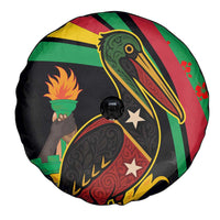 Saint Kitts and Nevis Spare Tire Cover with Flag Colors and Tropical Island Design - Wonder Print Shop
