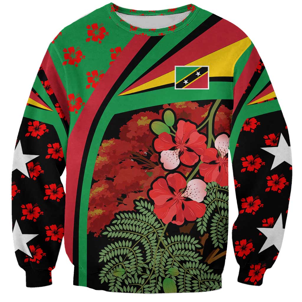 Saint Kitts and Nevis Sweatshirt with Flag Colors and Tropical Island Design - Wonder Print Shop