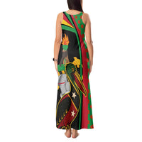 Saint Kitts and Nevis Tank Maxi Dress with Flag Colors and Tropical Island Design - Wonder Print Shop