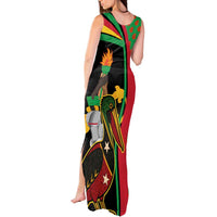 Saint Kitts and Nevis Tank Maxi Dress with Flag Colors and Tropical Island Design - Wonder Print Shop