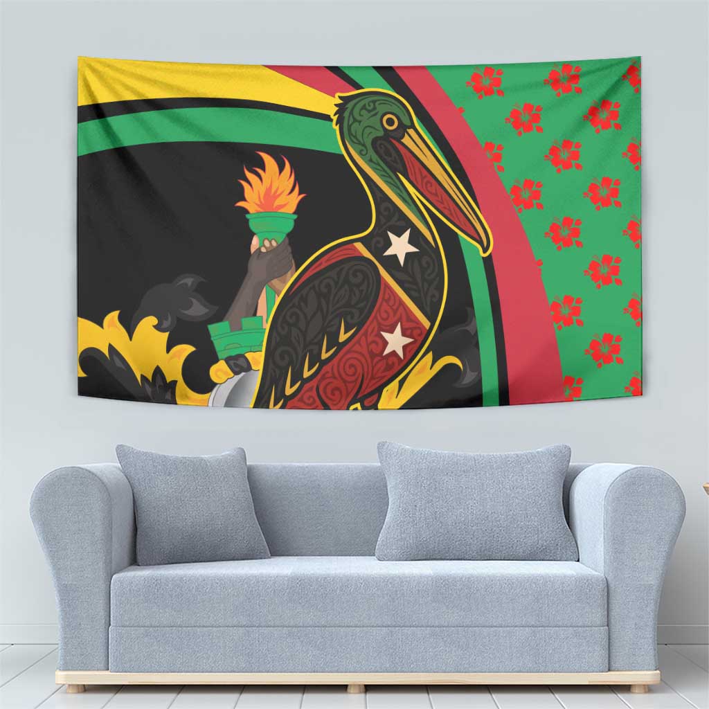 Saint Kitts and Nevis Tapestry with Flag Colors and Tropical Island Design - Wonder Print Shop