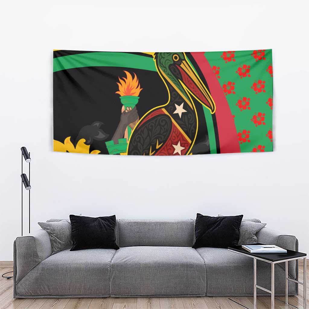 Saint Kitts and Nevis Tapestry with Flag Colors and Tropical Island Design - Wonder Print Shop