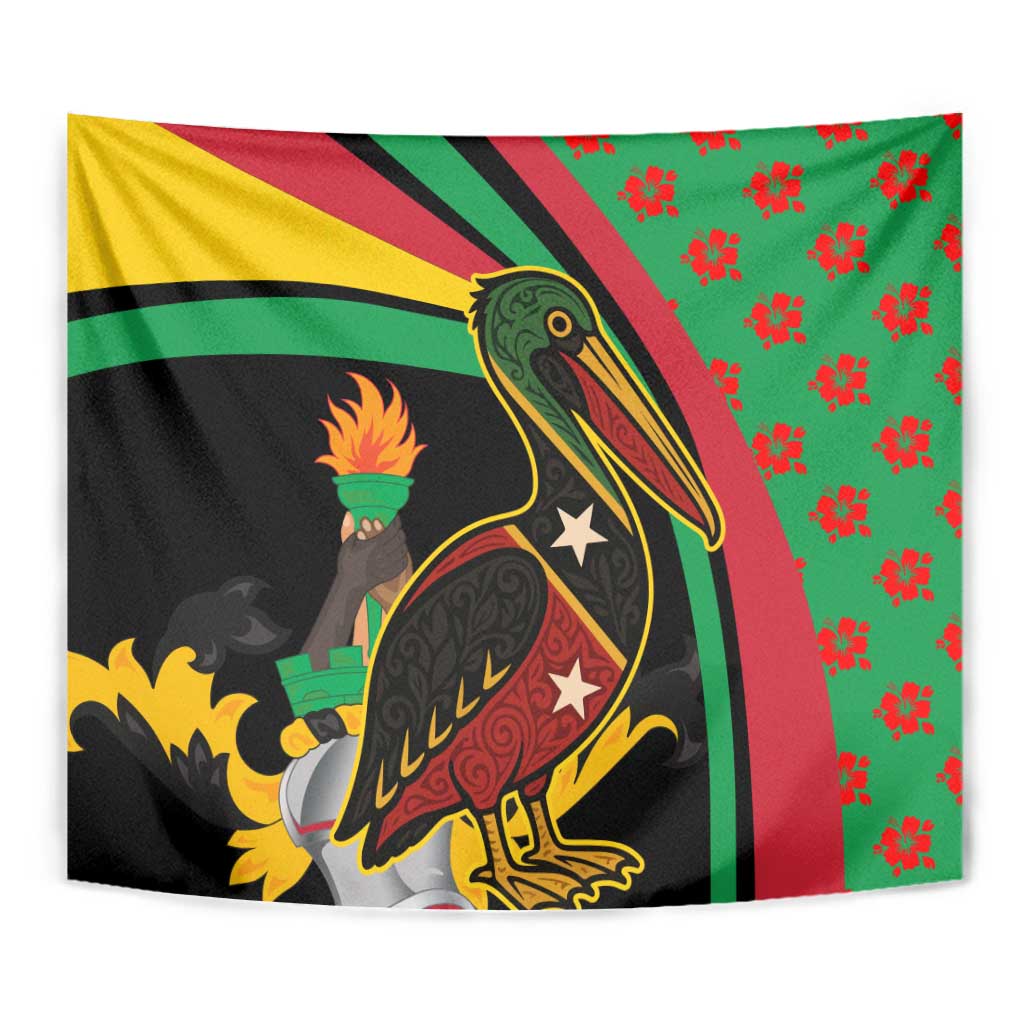 Saint Kitts and Nevis Tapestry with Flag Colors and Tropical Island Design - Wonder Print Shop